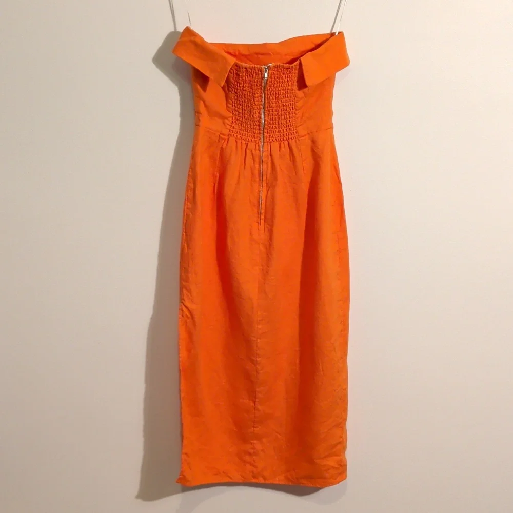 REFORMATION marcella linen strapless dress - size 2 - Picture 9 of 11